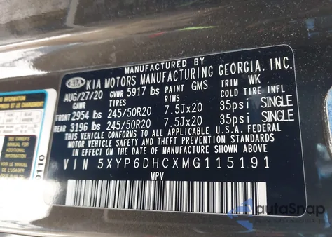 2021 Kia Telluride S from USA, damaged, VIN 5XYP6DHCXMG115191